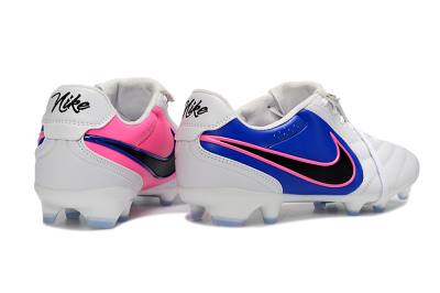 Men's Nike Tiempo Legend SE FG Firm Ground Low-Tops Football Boots - White/Electric Blue/Hot Pink