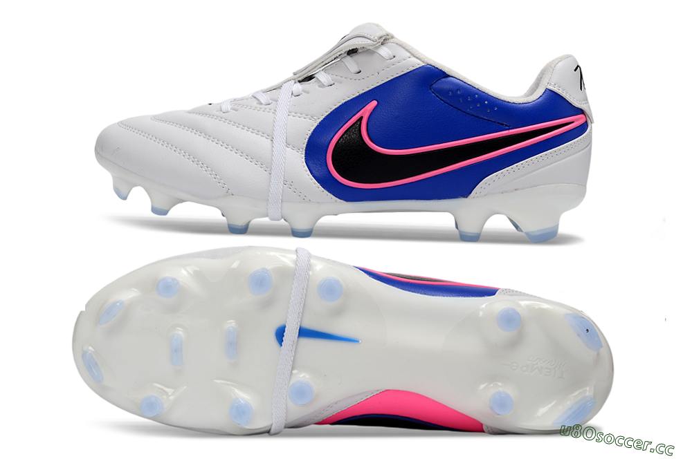 Men's Nike Tiempo Legend SE FG Firm Ground Low-Tops Football Boots - White/Electric Blue/Hot Pink 1