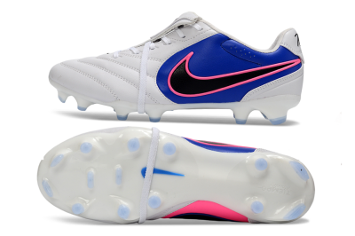 Men's Nike Tiempo Legend SE FG Firm Ground Low-Tops Football Boots - White/Electric Blue/Hot Pink