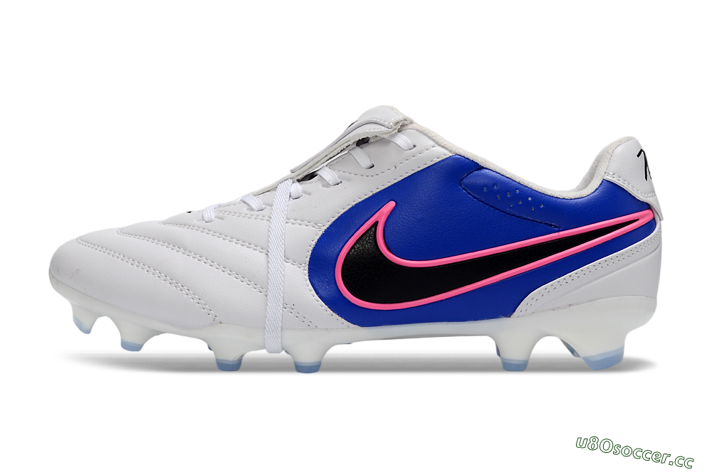 Men's Nike Tiempo Legend SE FG Firm Ground Low-Tops Football Boots - White/Electric Blue/Hot Pink 0