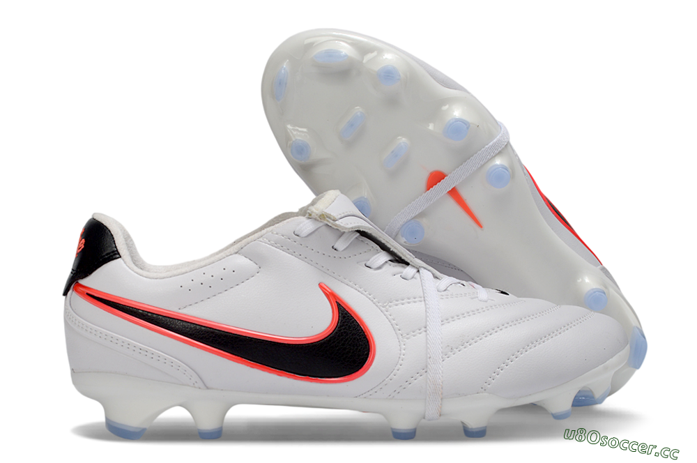 Men's Nike Tiempo Legend SE FG Firm Ground Low-Tops Football Boots - White/Black/Neon Orange 2