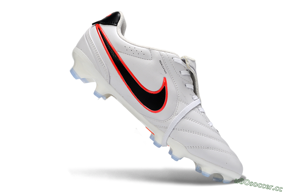 Men's Nike Tiempo Legend SE FG Firm Ground Low-Tops Football Boots - White/Black/Neon Orange 4