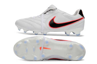 Men's Nike Tiempo Legend SE FG Firm Ground Low-Tops Football Boots - White/Black/Neon Orange