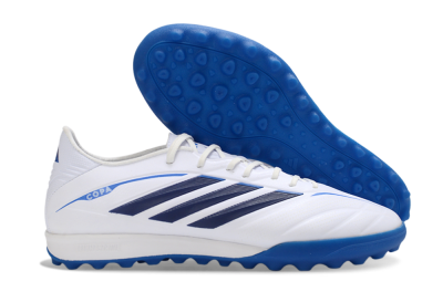 Men's Adidas Copa Pure 4 Elite TF Artificial Turf Low-Tops Football Shoes - White/Electric Blue/Classic Navy