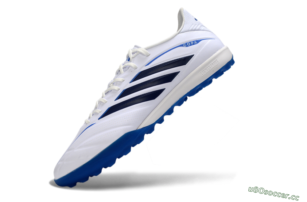 Men's Adidas Copa Pure 4 Elite TF Artificial Turf Low-Tops Football Shoes - White/Electric Blue/Classic Navy 5