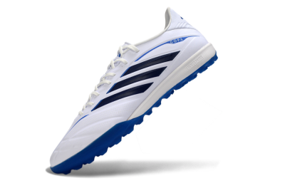 Men's Adidas Copa Pure 4 Elite TF Artificial Turf Low-Tops Football Shoes - White/Electric Blue/Classic Navy