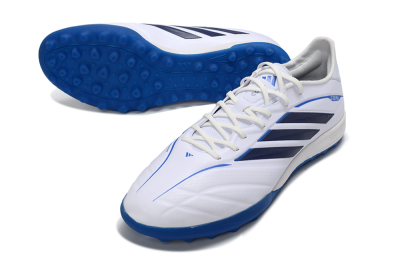 Men's Adidas Copa Pure 4 Elite TF Artificial Turf Low-Tops Football Shoes - White/Electric Blue/Classic Navy
