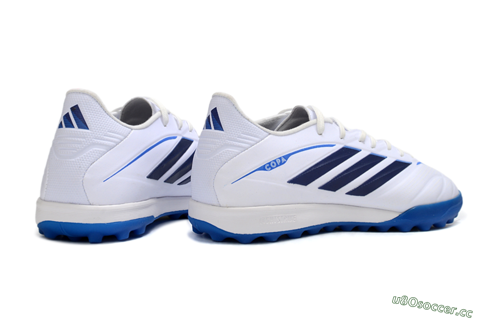 Men's Adidas Copa Pure 4 Elite TF Artificial Turf Low-Tops Football Shoes - White/Electric Blue/Classic Navy 6