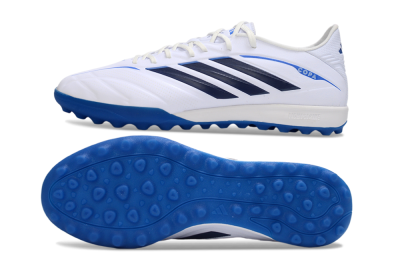 Men's Adidas Copa Pure 4 Elite TF Artificial Turf Low-Tops Football Shoes - White/Electric Blue/Classic Navy