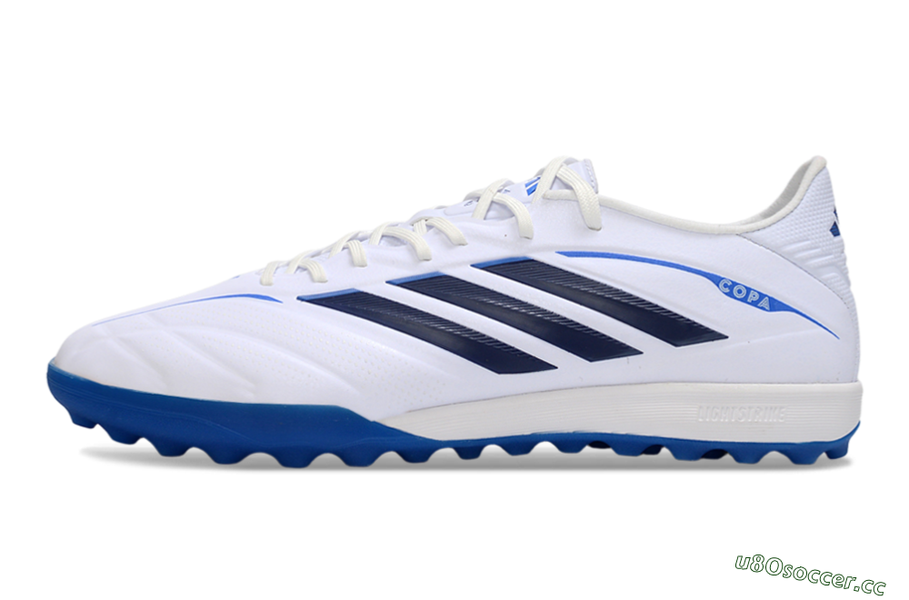 Men's Adidas Copa Pure 4 Elite TF Artificial Turf Low-Tops Football Shoes - White/Electric Blue/Classic Navy 0