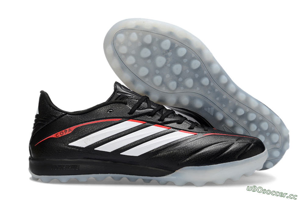 Men's Adidas Copa Pure 4 Elite TF Artificial Turf Low-Tops Football Shoes - Black/Crimson Red/Icy Blue 2