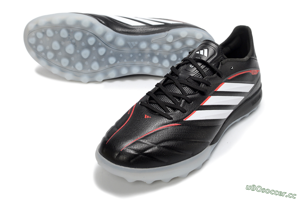 Men's Adidas Copa Pure 4 Elite TF Artificial Turf Low-Tops Football Shoes - Black/Crimson Red/Icy Blue 3