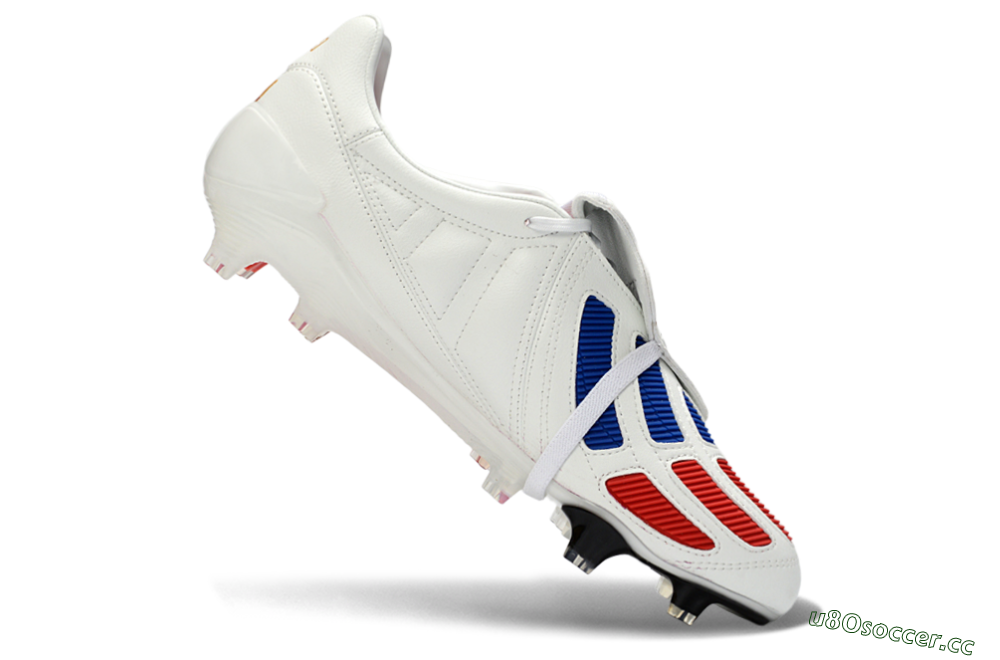 Men's Adidas Predator 26 Elite Fold-Over Tongue FG Firm Ground Low-Tops Football Boots - White/Royal Blue/Fiery Red 4