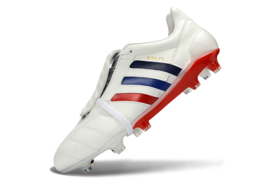 Men's Adidas Predator 26 Elite Fold-Over Tongue FG Firm Ground Low-Tops Football Boots - White/Royal Blue/Fiery Red