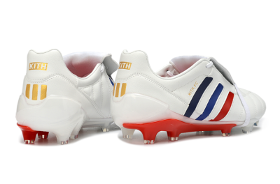 Men's Adidas Predator 26 Elite Fold-Over Tongue FG Firm Ground Low-Tops Football Boots - White/Royal Blue/Fiery Red