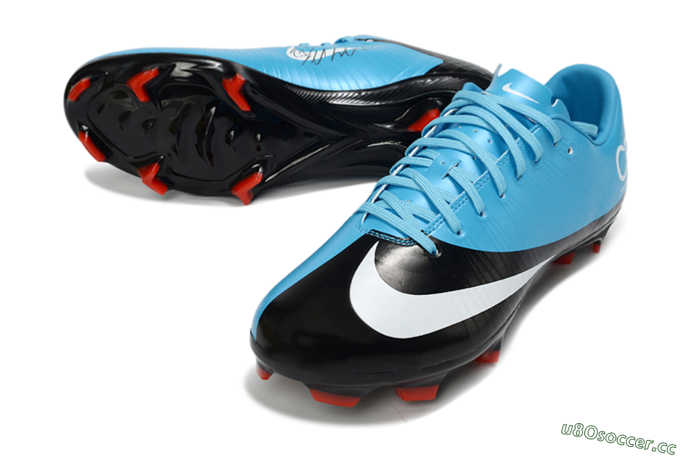 Men's CR7 x Nike Air Zoom Mercurial Vapor 16 Elite FG Firm Ground Low-Tops Football Boots - Blue/Electric Sky/Coal Black 3