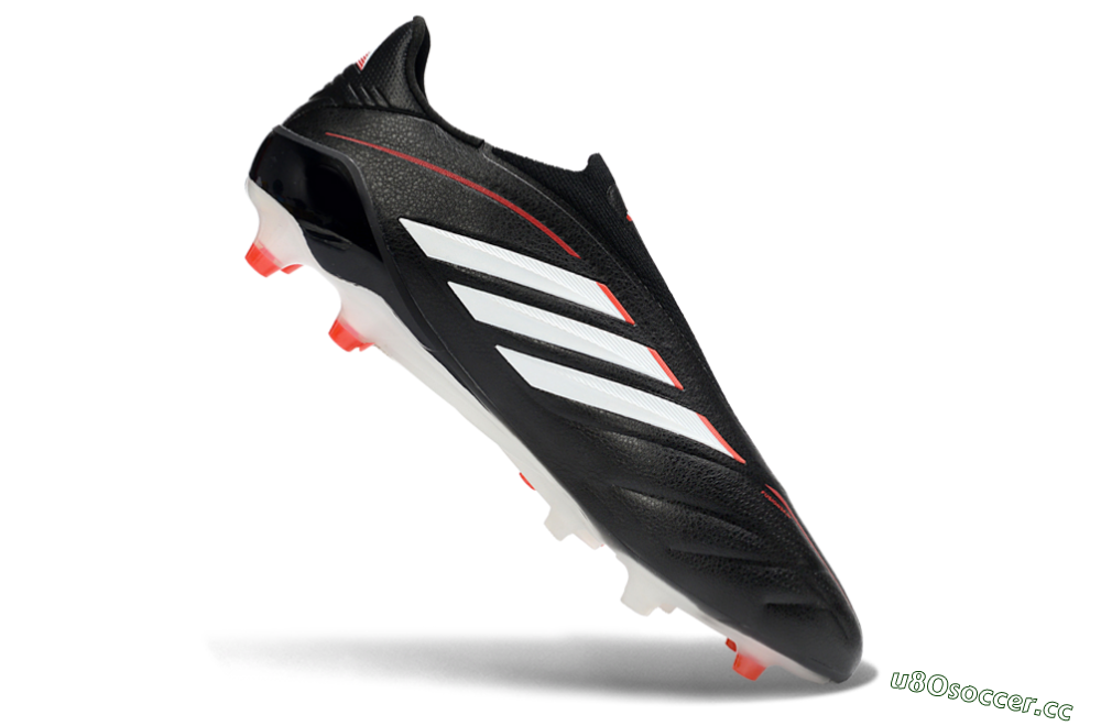 Men's Adidas Copa Pure 4 Elite Laceless FG Firm Ground Low-Tops Football Boots - Black/Bright Red/White 4