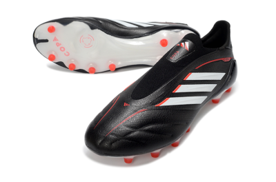 Men's Adidas Copa Pure 4 Elite Laceless FG Firm Ground Low-Tops Football Boots - Black/Bright Red/White
