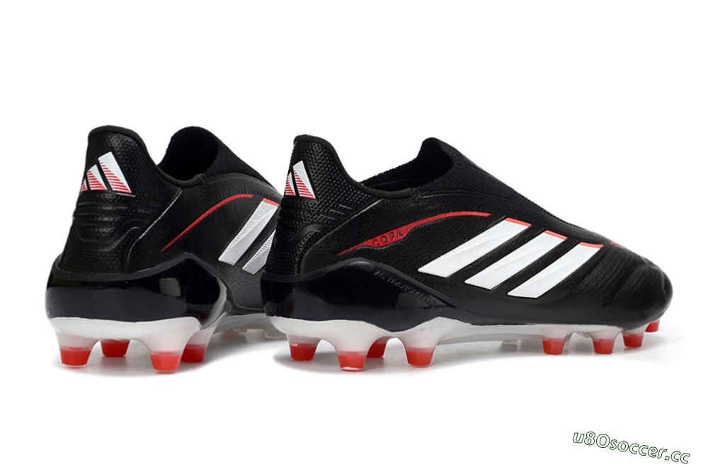 Men's Adidas Copa Pure 4 Elite Laceless FG Firm Ground Low-Tops Football Boots - Black/Bright Red/White 6