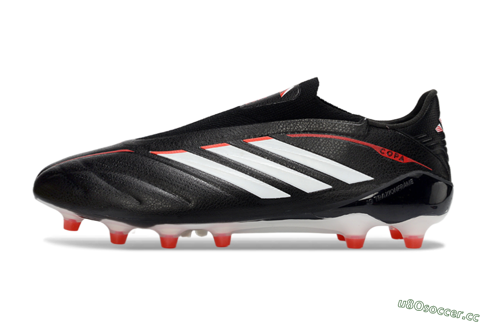 Men's Adidas Copa Pure 4 Elite Laceless FG Firm Ground Low-Tops Football Boots - Black/Bright Red/White 0