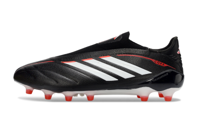Men's Adidas Copa Pure 4 Elite Laceless FG Firm Ground Low-Tops Football Boots - Black/Bright Red/White
