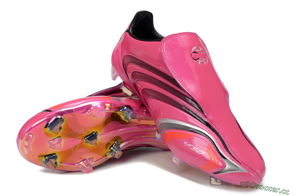 Men's Adidas F50 Elite Laceless FG Firm Ground Low-Tops Football Boots - Pink/Vibrant Magenta/Sleek Black 3