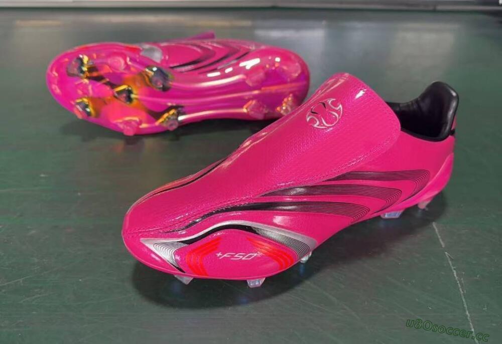 Men's Adidas F50 Elite Laceless FG Firm Ground Low-Tops Football Boots - Pink/Vibrant Magenta/Sleek Black