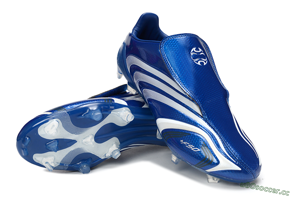 Men's Adidas F50 Elite Laceless FG Firm Ground Low-Tops Football Boots - Blue/Electric Blue/White Flash 3