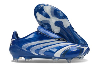 Men's Adidas F50 Elite Laceless FG Firm Ground Low-Tops Football Boots - Blue/Electric Blue/White Flash