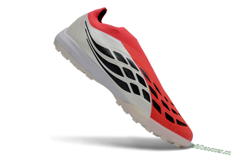 Men's Adidas Predator 26 Elite Laceless TF Artificial Turf Low-Tops Football Shoes - Red/Electric Red/Classic White 5