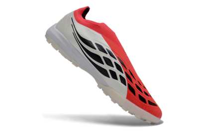 Men's Adidas Predator 26 Elite Laceless TF Artificial Turf Low-Tops Football Shoes - Red/Electric Red/Classic White