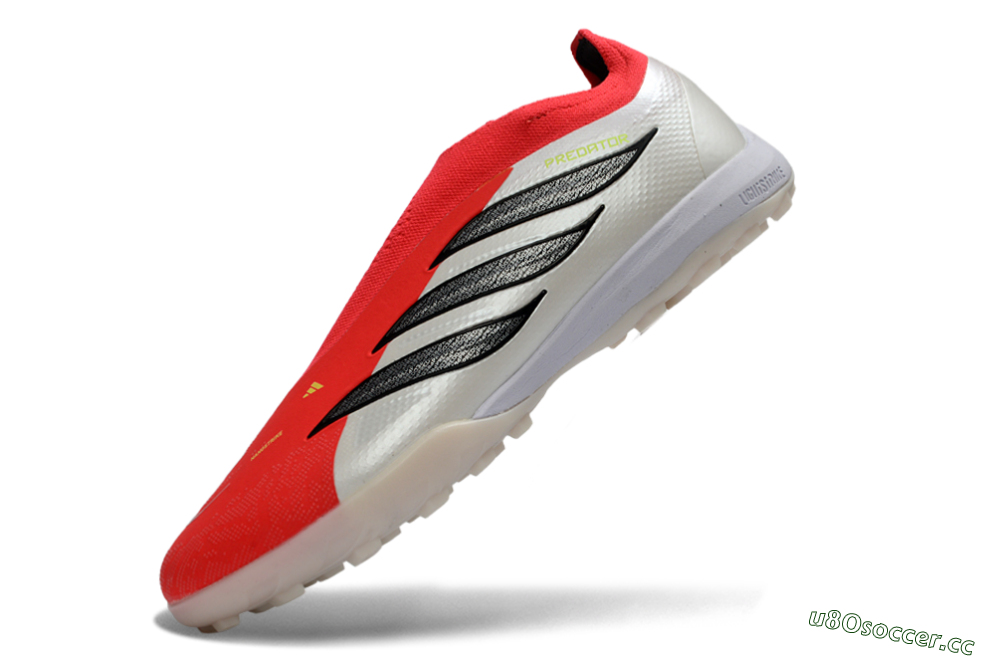 Men's Adidas Predator 26 Elite Laceless TF Artificial Turf Low-Tops Football Shoes - Red/Electric Red/Classic White 6