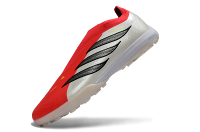Men's Adidas Predator 26 Elite Laceless TF Artificial Turf Low-Tops Football Shoes - Red/Electric Red/Classic White