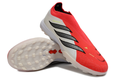 Men's Adidas Predator 26 Elite Laceless TF Artificial Turf Low-Tops Football Shoes - Red/Electric Red/Classic White