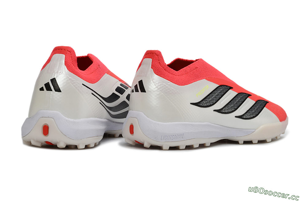 Men's Adidas Predator 26 Elite Laceless TF Artificial Turf Low-Tops Football Shoes - Red/Electric Red/Classic White 7