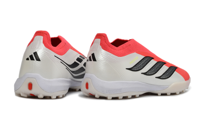Men's Adidas Predator 26 Elite Laceless TF Artificial Turf Low-Tops Football Shoes - Red/Electric Red/Classic White