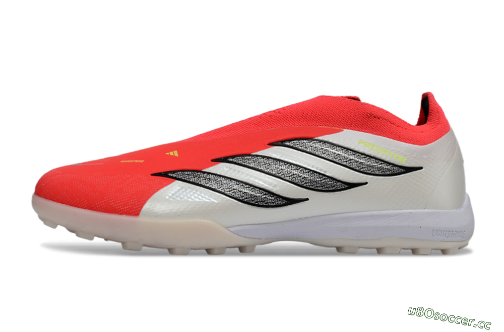 Men's Adidas Predator 26 Elite Laceless TF Artificial Turf Low-Tops Football Shoes - Red/Electric Red/Classic White 0