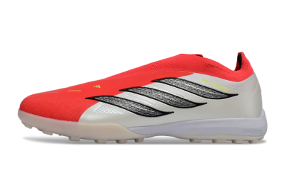 Men's Adidas Predator 26 Elite Laceless TF Artificial Turf Low-Tops Football Shoes - Red/Electric Red/Classic White