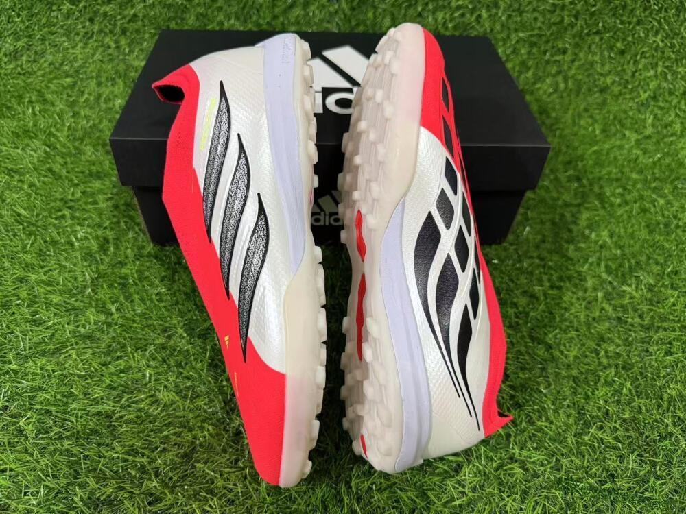 Men's Adidas Predator 26 Elite Laceless TF Artificial Turf Low-Tops Football Shoes - Red/Electric Red/Classic White