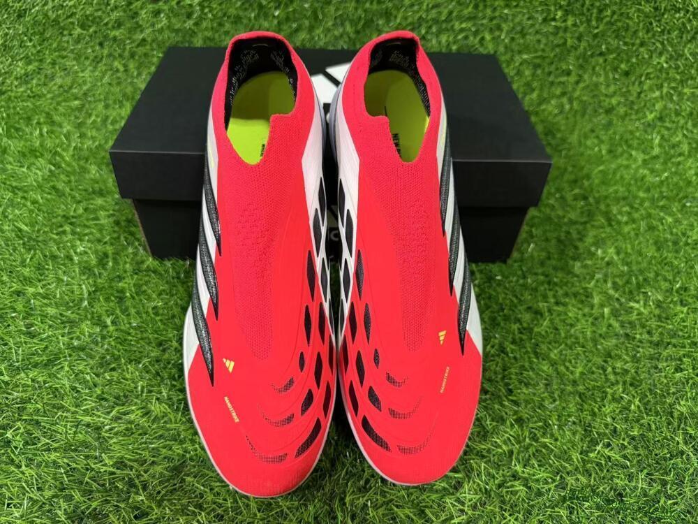 Men's Adidas Predator 26 Elite Laceless TF Artificial Turf Low-Tops Football Shoes - Red/Electric Red/Classic White