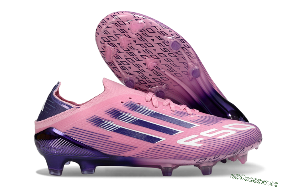 Men's Adidas F50 Elite FG Firm Ground Low-Tops Football Boots - Pink/Vibrant Pink/Dark Purple 2