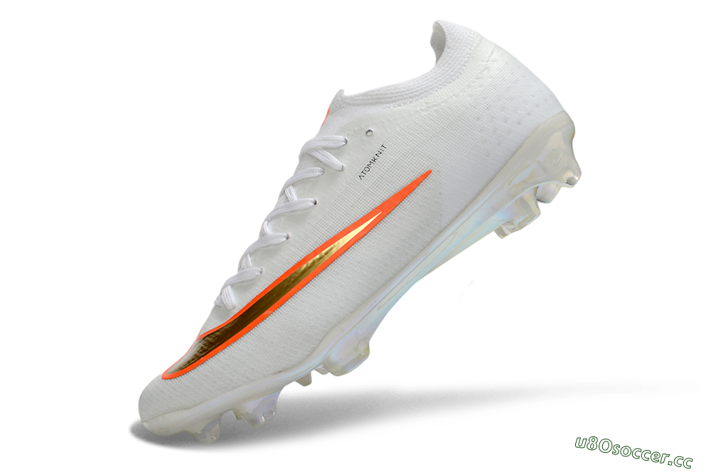 Men's Nike Air Zoom Mercurial Vapor 17 Elite FG Firm Ground Low-Tops Football Boots - White/Neon Orange/Metallic Gold 5