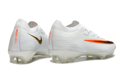 Men's Nike Air Zoom Mercurial Vapor 17 Elite FG Firm Ground Low-Tops Football Boots - White/Neon Orange/Metallic Gold