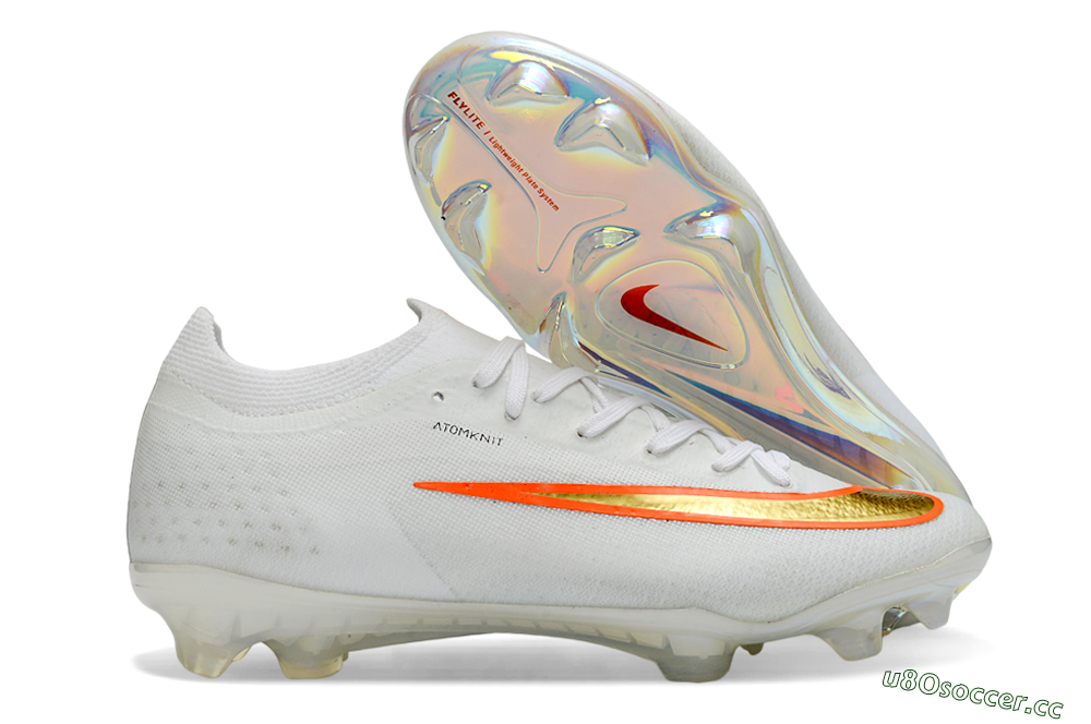 Men's Nike Air Zoom Mercurial Vapor 17 Elite FG Firm Ground Low-Tops Football Boots - White/Neon Orange/Metallic Gold 2