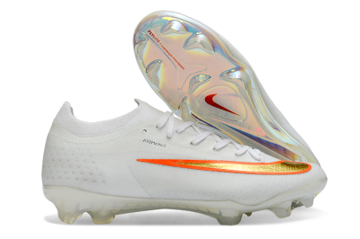 Men's Nike Air Zoom Mercurial Vapor 17 Elite FG Firm Ground Low-Tops Football Boots - White/Neon Orange/Metallic Gold