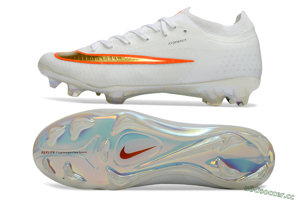 Men's Nike Air Zoom Mercurial Vapor 17 Elite FG Firm Ground Low-Tops Football Boots - White/Neon Orange/Metallic Gold 1