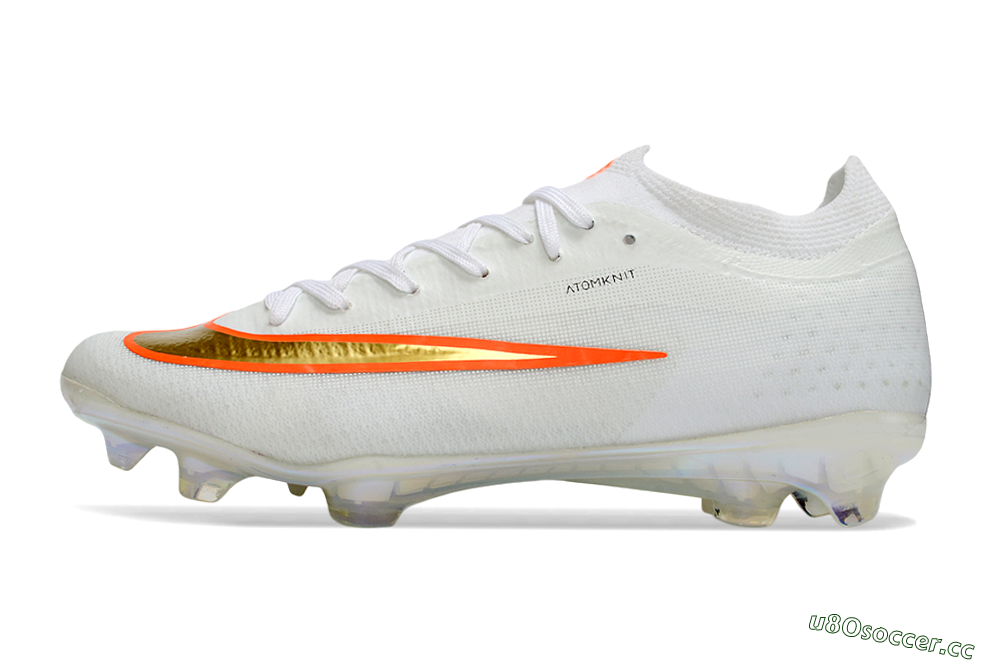 Men's Nike Air Zoom Mercurial Vapor 17 Elite FG Firm Ground Low-Tops Football Boots - White/Neon Orange/Metallic Gold 0