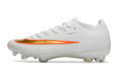 Men's Nike Air Zoom Mercurial Vapor 17 Elite FG Firm Ground Low-Tops Football Boots - White/Neon Orange/Metallic Gold