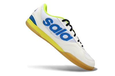 Men's Adidas Top Sala IC Indoor & Futsal Low-Tops Football Shoes - White/Bright Blue/Lime Green