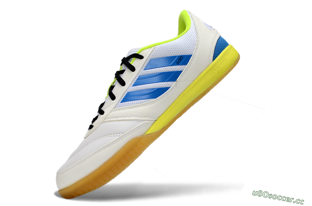 Men's Adidas Top Sala IC Indoor & Futsal Low-Tops Football Shoes - White/Bright Blue/Lime Green 5